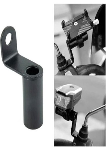 Motosiklet Ayna Bağlantılı Gidon Bağlantısı Uzatma Aparatı Siyah Alümnyum