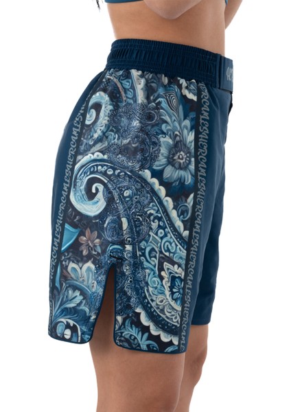 Paisley Desenli Dövüş & Antrenman Şortu, Mavi Spor Şortu modelleri