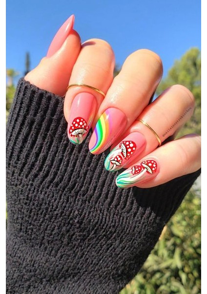 Retro Hippie Desenli Tırnak Stickerı Nail Art Süsü
