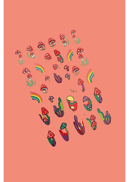 Retro Hippie Desenli Tırnak Stickerı Nail Art Süsü