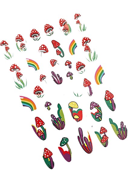Retro Hippie Desenli Tırnak Stickerı Nail Art Süsü