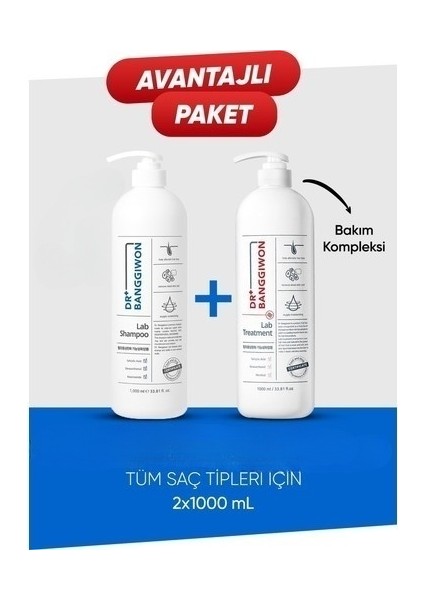 Lab Şampuan ve Lab Treatment Complex Saç Bakım Seti 1000X2 ml