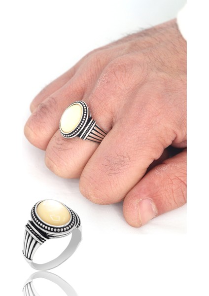 Sedef Taşlı 925 Ayar Gümüş Erkek Yüzük 201023695 fiyatları