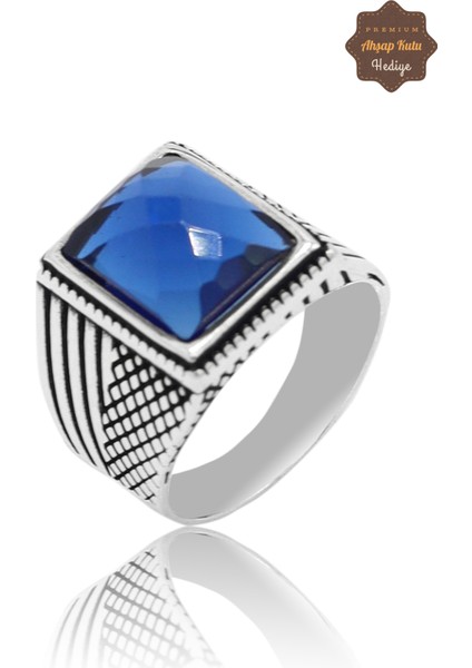 Safir Taşlı Dikdörtgen 925 Ayar Gümüş Çocuk Yüzük 201023752