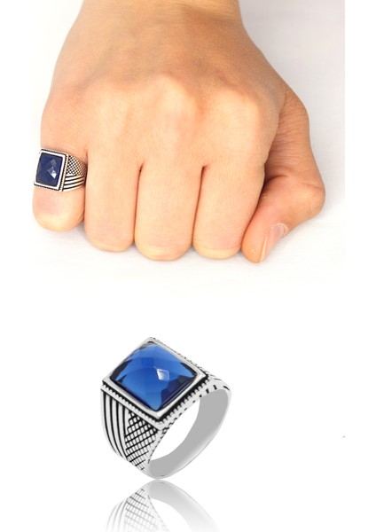 Safir Taşlı Dikdörtgen 925 Ayar Gümüş Çocuk Yüzük 201023752 fiyatları