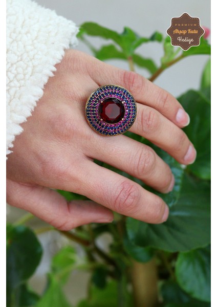 Yakut Taşlı Zirkon Süsleme Otantik Gümüş Kadın Yüzük 201023756 fiyatları