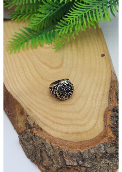 Safir Taşlı 925 Ayar Gümüş Erkek Yüzük 201023725 modelleri