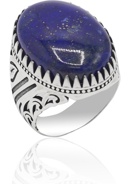 Lapis Lazuli Taşlı 925 Ayar Gümüş Erkek Yüzük 201023697