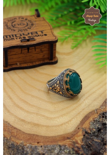 Yeşil Akik Taşlı Oval Model 925 Ayar Gümüş Erkek Yüzük 201023800 modelleri