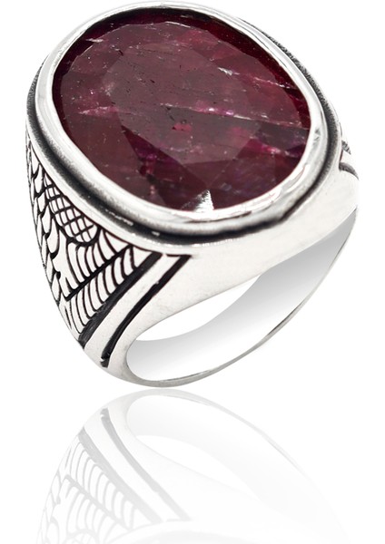 Rodonit Taşlı 925 Ayar Gümüş Erkek Yüzük 201023696