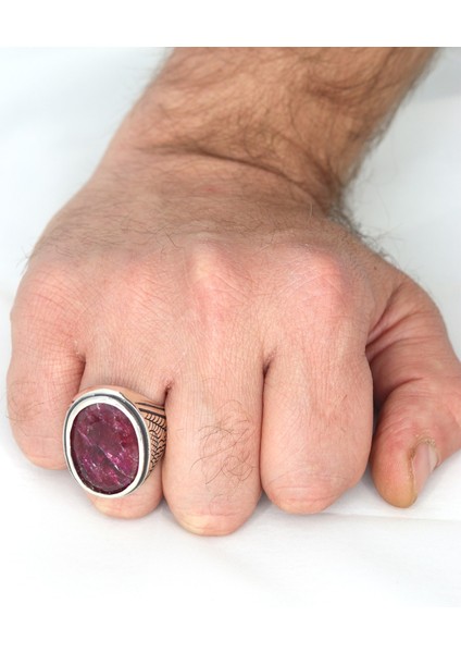 Rodonit Taşlı 925 Ayar Gümüş Erkek Yüzük 201023696 fırsatları