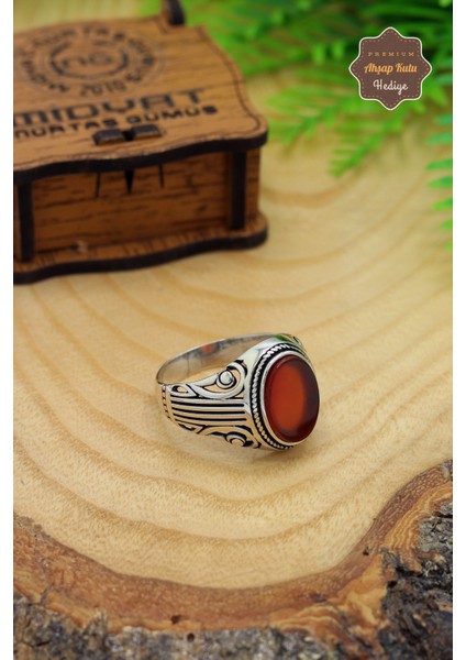 Akik Taşlı Oval Model 925 Ayar Gümüş Erkek Yüzük 201023798 modelleri