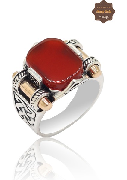 Akik Taşlı 925 Ayar Gümüş Erkek Yüzük 201023703