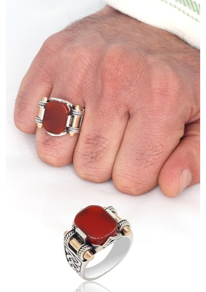 Akik Taşlı 925 Ayar Gümüş Erkek Yüzük 201023703 fiyatları