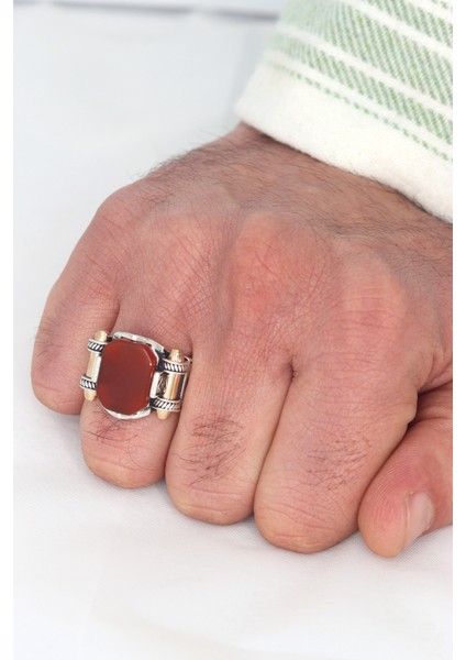 Akik Taşlı 925 Ayar Gümüş Erkek Yüzük 201023703 modelleri