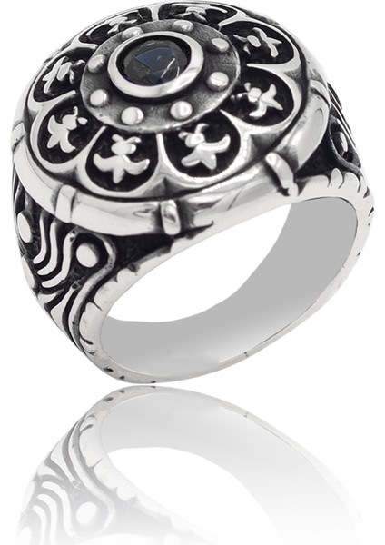 Siyah Zirkon Taşlı 925 Ayar Gümüş Erkek Yüzük 201023724