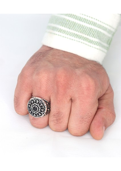 Siyah Zirkon Taşlı 925 Ayar Gümüş Erkek Yüzük 201023724 fırsatları