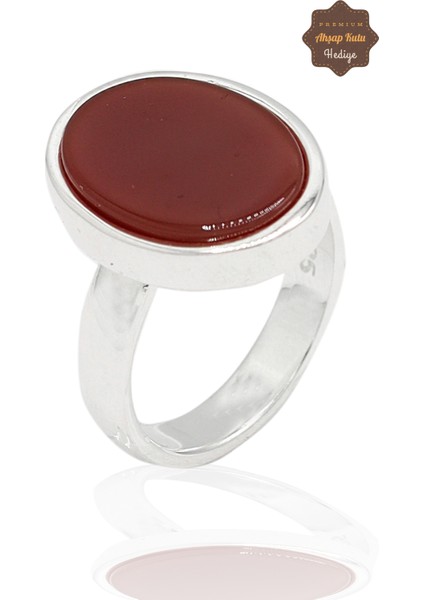 Akik Taşlı Sade Oval Model 925 Ayar Gümüş Erkek Yüzük 201023784