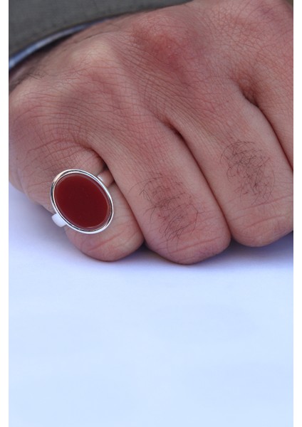 Akik Taşlı Sade Oval Model 925 Ayar Gümüş Erkek Yüzük 201023784 fiyatları