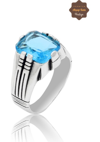 Akuamarin Taşlı Dikdörtgen Model 925 Ayar Gümüş Çocuk Yüzük 201023746