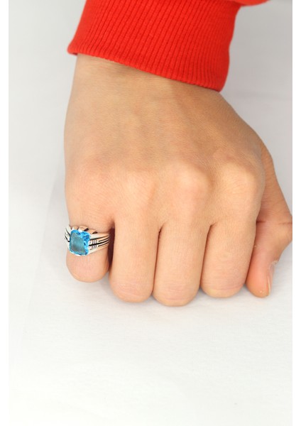 Akuamarin Taşlı Dikdörtgen Model 925 Ayar Gümüş Çocuk Yüzük 201023746 fırsatları