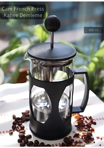 Cam French Press Kahve Demleme Paslanmaz Iç Yapı Siyah 350 ml fiyatları