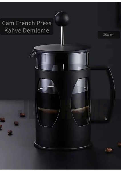 Cam French Press Kahve Demleme Paslanmaz Iç Yapı Siyah 350 ml modelleri