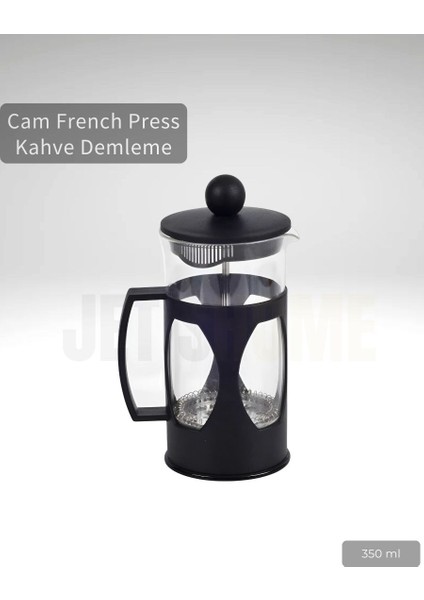 Cam French Press Kahve Demleme Paslanmaz Iç Yapı Siyah 350 ml fırsatları