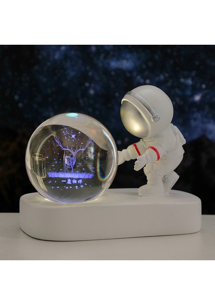 Içinde Lamba ile Uyumak Oyulmuş Kristal Top Şekli Işıklı Masaüstü Süsleri Dekoratif Hediyeler (Yurt Dışından)