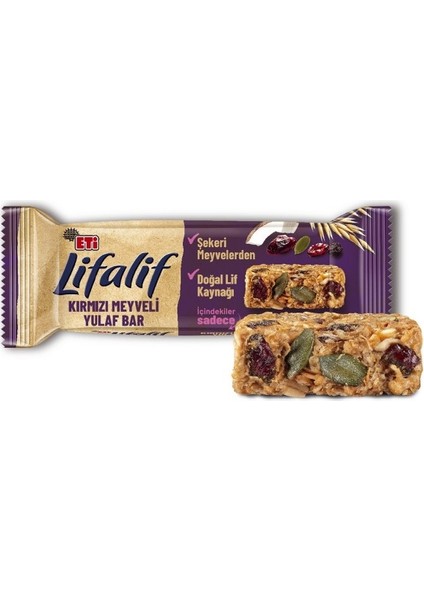Lifalif Kırmızı Meyveli Yulaf Bar 35 gr x 16 Adet