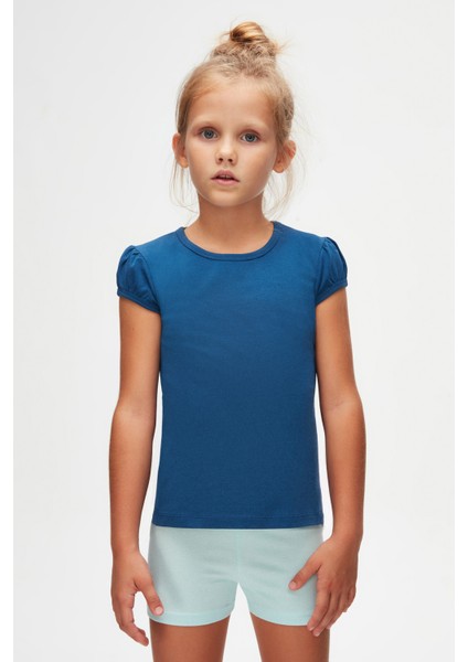 İndigo Basic Kız Çocuk Sıfır Yaka Karpuz Kol Tişört fiyatları