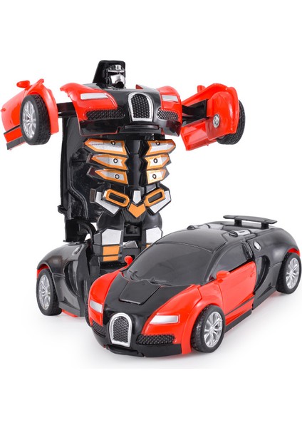 Tek Tıkla Otomatik Çarpışma Deformasyon Robotu Çocuk Hediye Çift Form Oyuncak Araba Baba Oğul Etkileşimli Model Araba (Yurt Dışından)