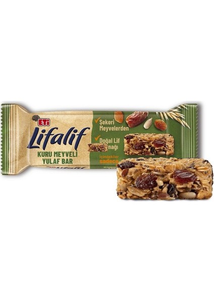 Lifalif Kuru Meyveli Yulaf Bar 35 gr x 16 Adet
