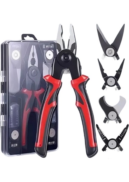 5 In 1 Çok Fonksiyonlu Usta Pense Seti Tel Sıyırıcı Kablo Kesici Metal Kesici Full Paket Kırmızı