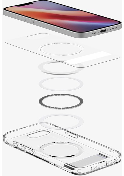 iPhone 16e Kılıf Ultra Hybrid S MagFit MagSafe özellikli Kickstand Clear White - ACS09148 indirimleri