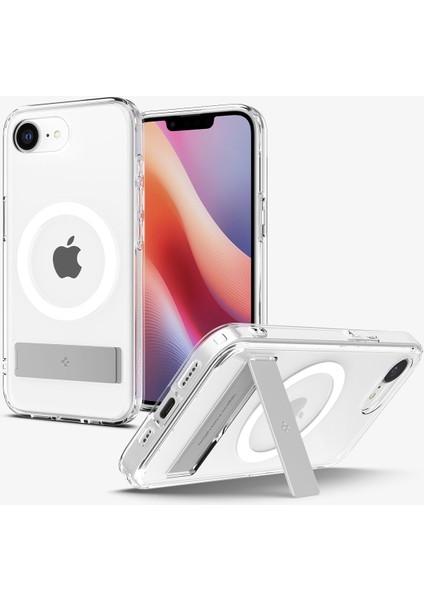 iPhone 16e Kılıf Ultra Hybrid S MagFit MagSafe özellikli Kickstand Clear White - ACS09148 modelleri