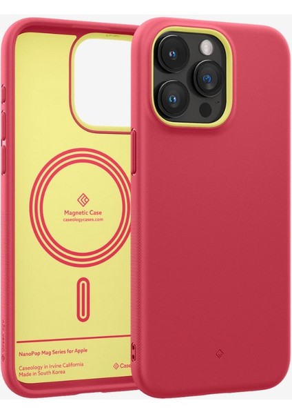 Caseology iPhone 15 Pro Kılıf Nano Pop Mag MagSafe özellikli Magenta Lychee - ACS06933