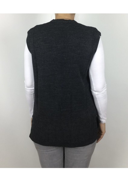 Önü Düğmeli Cepli Yünlü Kısa Anne Yelek modelleri