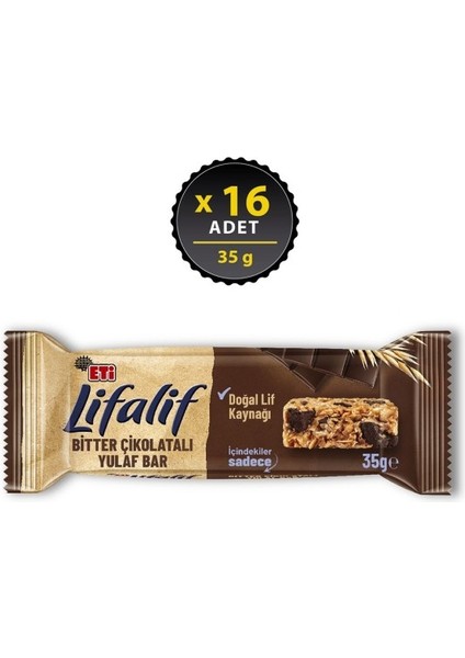Lifalif Bitter Çikolatalı Yulaf Bar 35 gr x 16 Adet