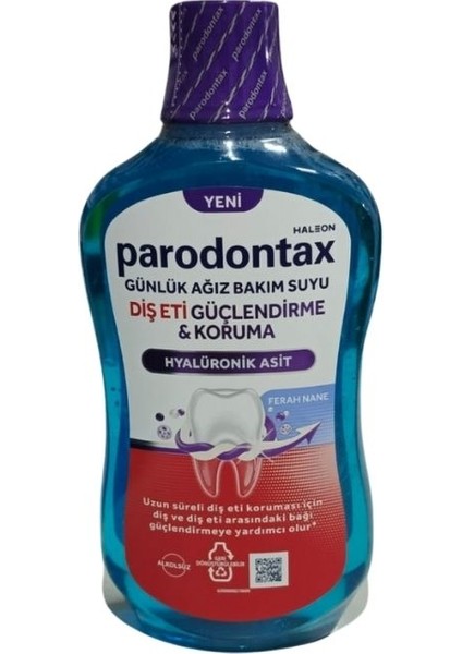 Günlük Ağız Bakım Suyu Diş Eti Güçlendirme Hyalüronik Asit Ferah Nane 500 ml Gargara