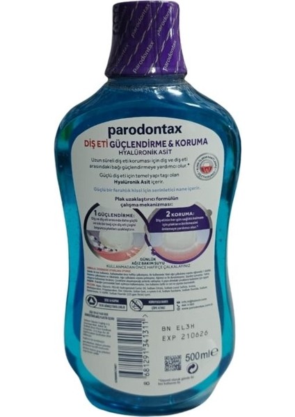 Günlük Ağız Bakım Suyu Diş Eti Güçlendirme Hyalüronik Asit Ferah Nane 500 ml Gargara