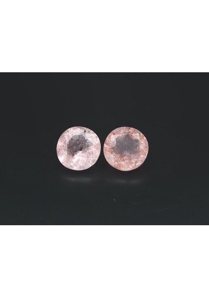 Pair 2PCS/2.49 Ct T.w Round Natural Pink Strawberry Quartz, Madagascar