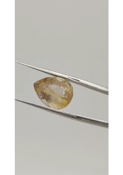 6.50 Ct 13.6x10.6 mm Pear Natural Golden Rutilated Quartz