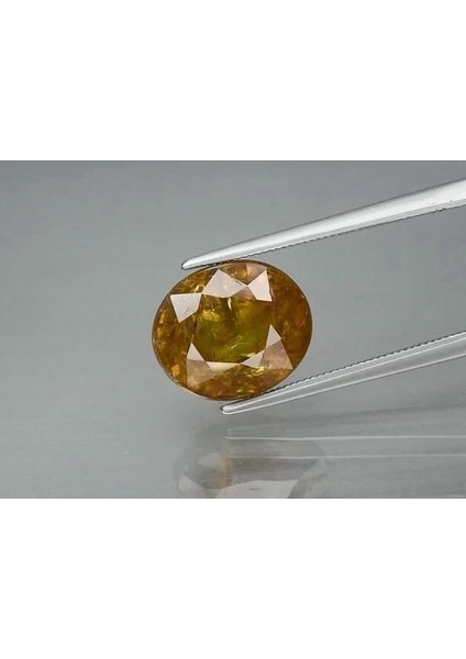 6.31 Ct 11.3x9.5 mm Oval Natural Greenish Yellow Grossular Garnet, Africa