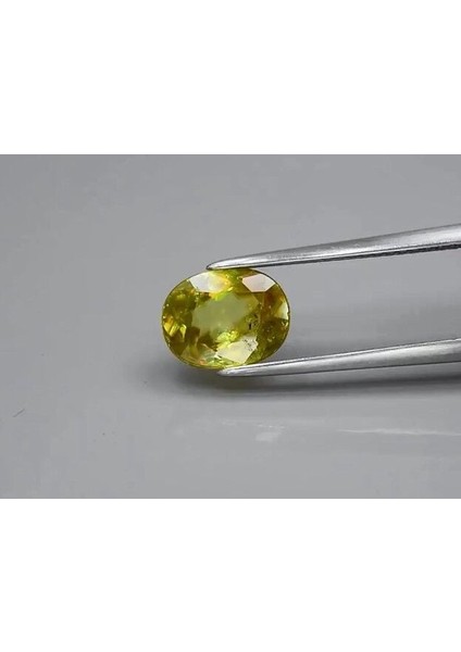 2.00 Ct 8.7x6.8 mm Oval Natural Yellowish Green Sphene Madagascar, Amazing Luster