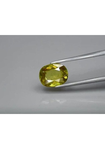 2.19 Ct 9x7 mm Oval Natural Yellowish Green Sphene Madagascar, Amazing Luster