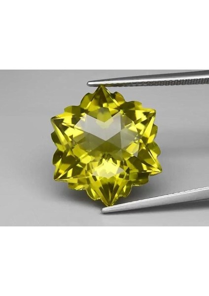 14.91 Ct 16.4x16.4 mm Vs Snowflake Natural Olive Green Quartz, Brazil