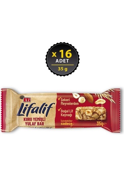 Lifalif Kuru Yemişli Yulaf Bar 35 G x 16 Adet