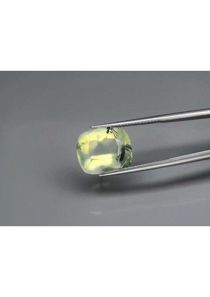 8.86 Ct 14x12 mm Antique-Cut Natural Green Prehnite With Black Needles, Africa