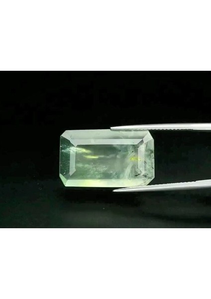 9.35 Ct 21x12.6 mm Octagon Natural Green Prehnite With Black Needles, Africa